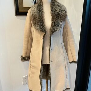 Authentic Prada Sport Suede/Faux Fur Mid Length Coat